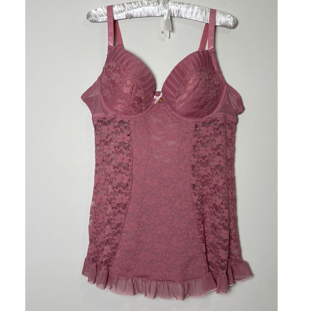 Jessica‎ Simpson Babydoll Lace Chemise 1X Coquette Pink Ruffle Lingerie